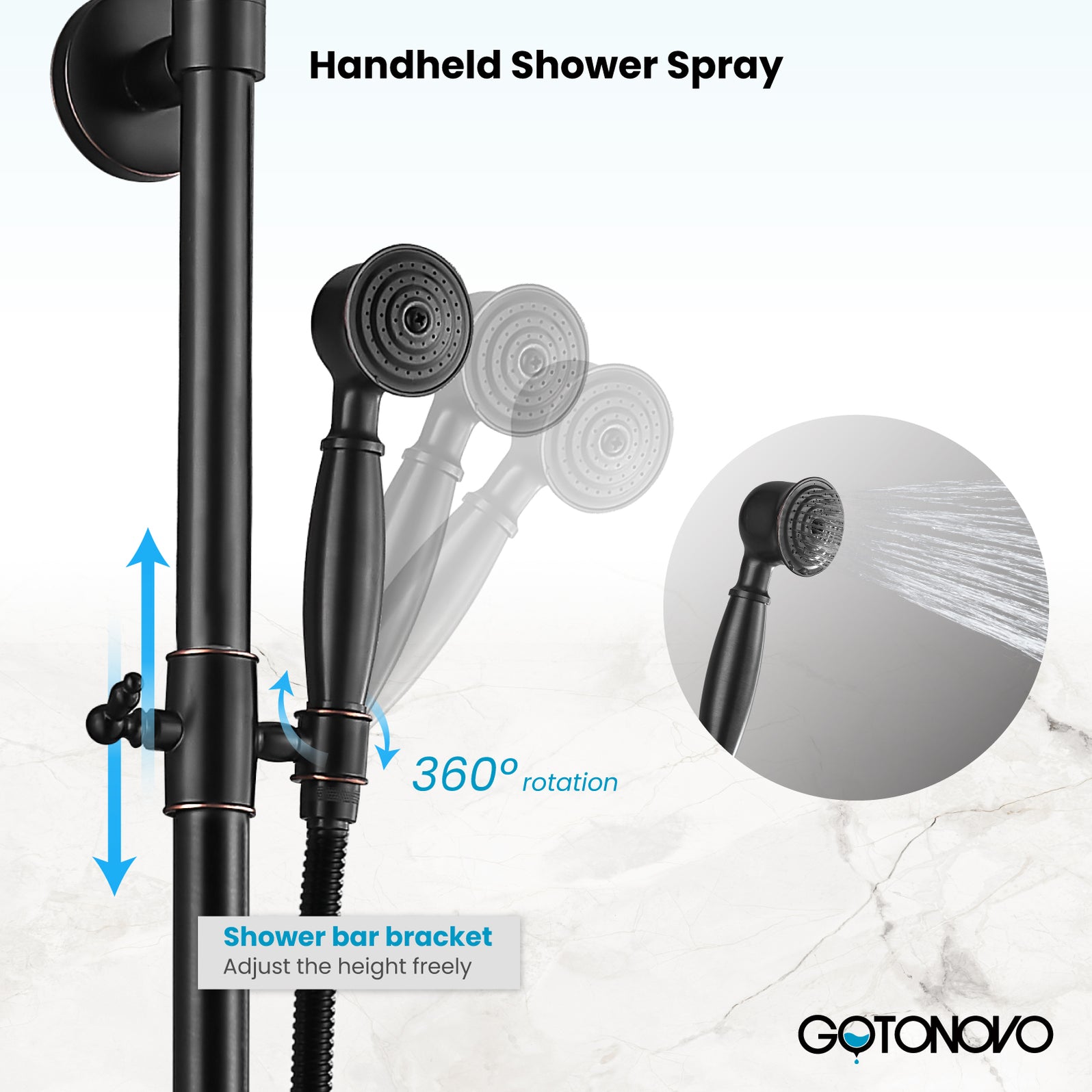 Gotonovo Exposed Shower Fixture 8 Inch Rainfall Shower Head With Handh