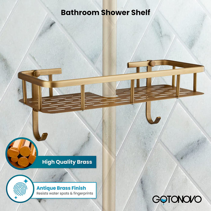 gotonovo Antique Brass Exposed Bathroom Shower Faucet with Shower Shel