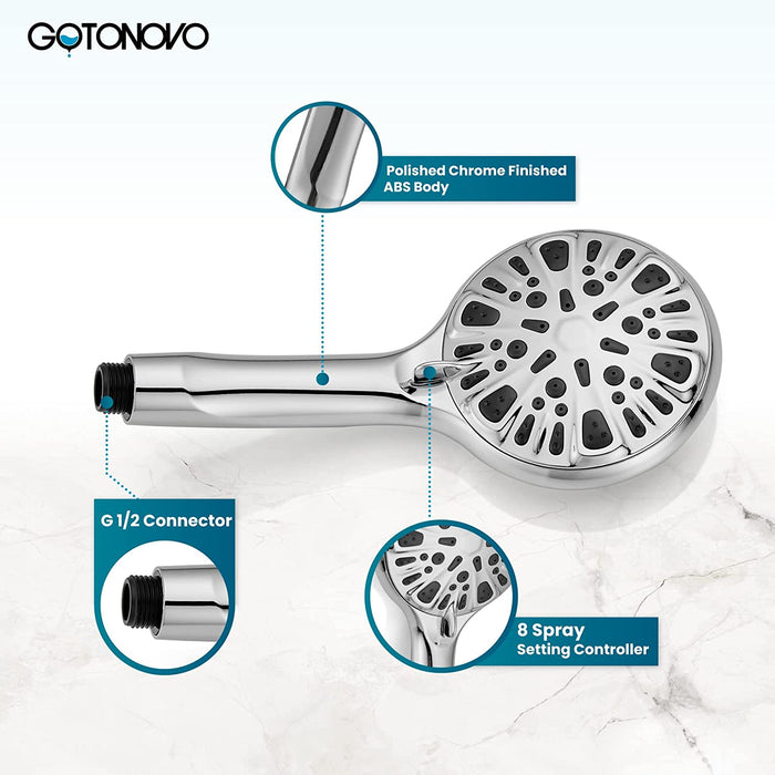 Gotonovo Handheld Shower Adjustable 8 Modes Spa ABS Handheld Sprayer luxury Bathroom Shower fixture High Pressure