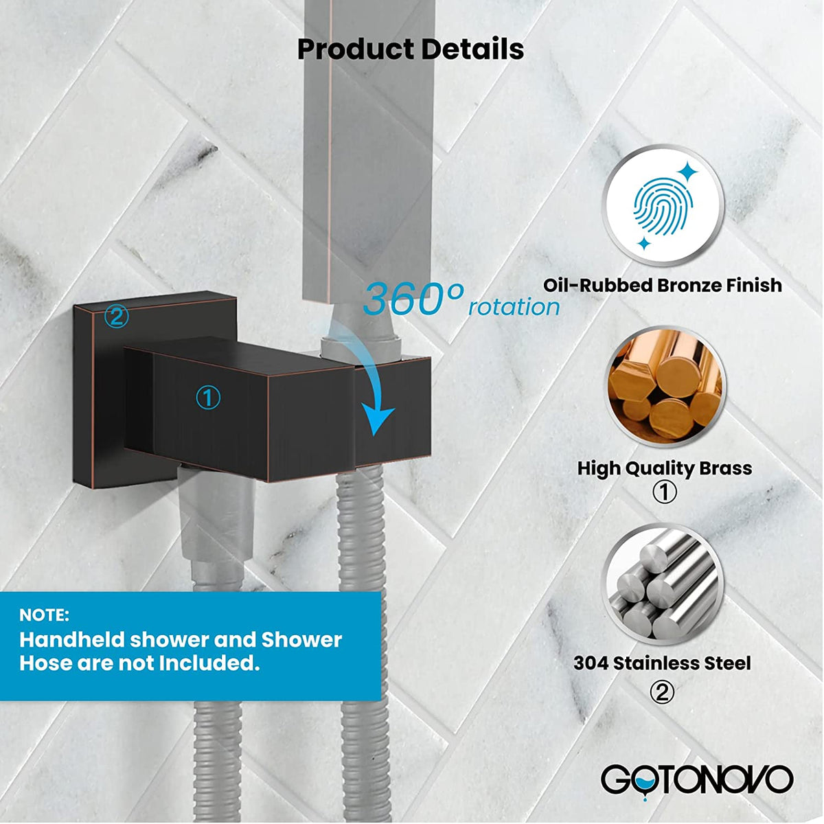gotonovo Bathroom Shower Shelf Wall Mount Solid Brass Essential Shower