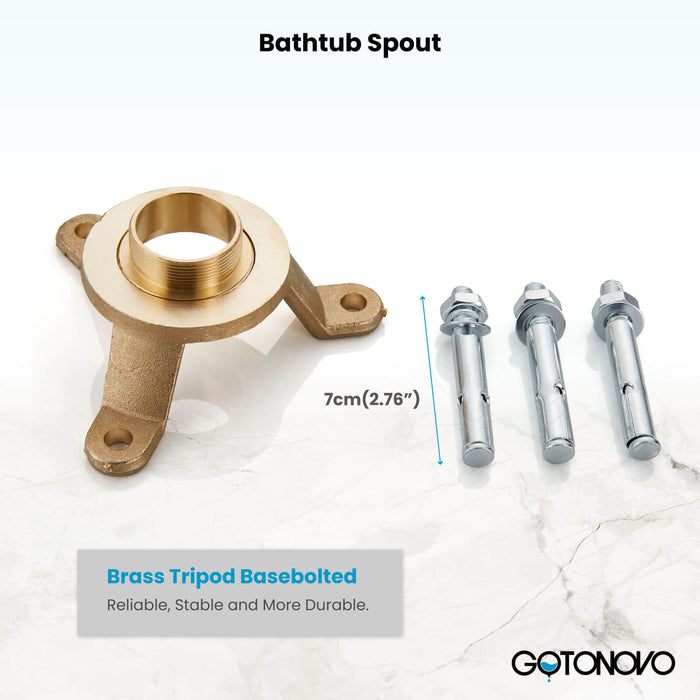 Gotonovo Waterfall Freestanding Bathtub Faucet Floor Mount Tub Filler Single Handle Brass Tap with Hand Shower and 360 Degree Swivel Spout