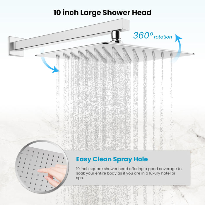 gotonovo Rain Shower Combo Set Wall Mounted  2-Function Rainfall Shower Head With Handheld Spray Rough-in Valve Body and Trim Included