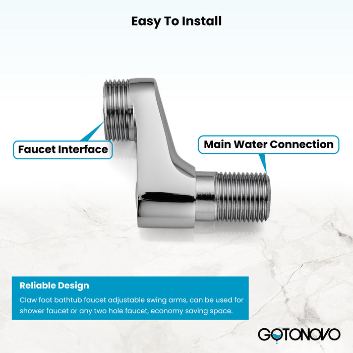Clawfoot Tub 3-3/8 Inch Adapter Klauwvoet Bad Keukenkraan Verstelbare Zwenkarmen Commerciële Utility Excentrische Schroef Grote Maat 1 Paar