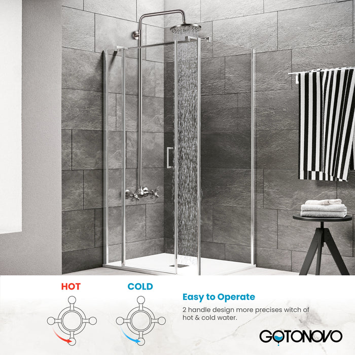 gotonovo Shower System 8 Inch Rainfall Shower Head single Function Double Cross Handle Bathroom Shower Faucet Wall Mount