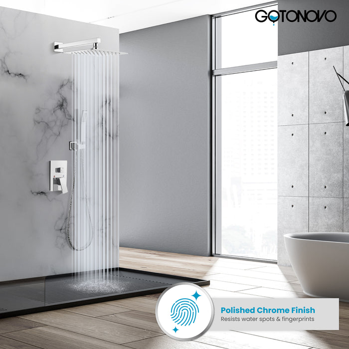 gotonovo Rain Shower Combo Set Wall Mounted  2-Function Rainfall Shower Head With Handheld Spray Rough-in Valve Body and Trim Included